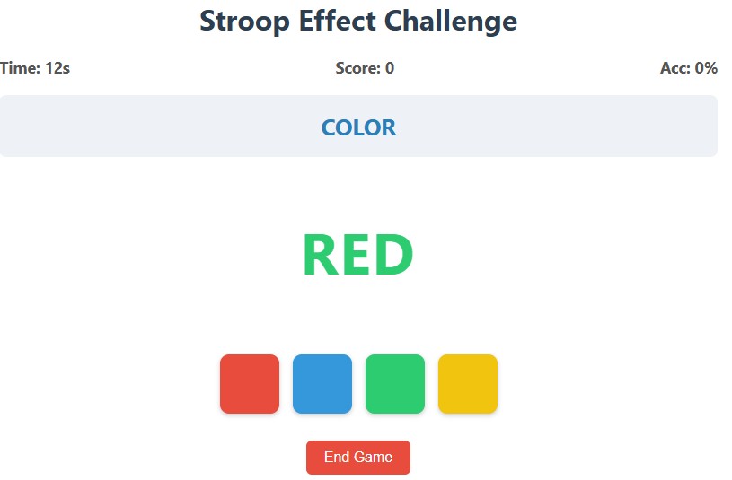 Homatica Stroop Test Game
